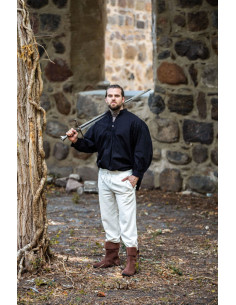 Oswald wide medieval shirt, black color 2