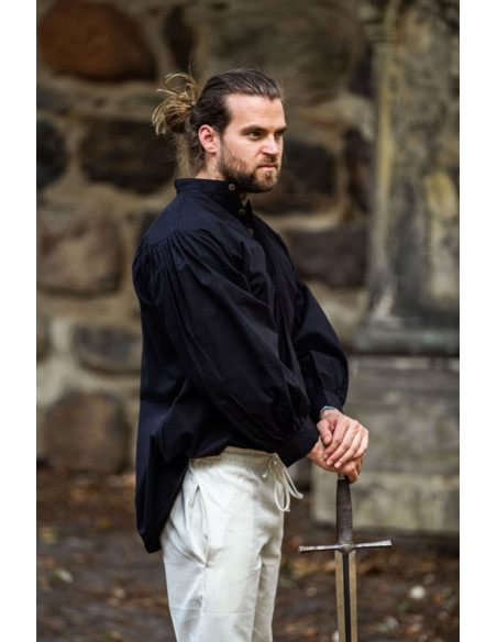 Oswald wide medieval shirt, black color Oswald wide medieval shirt, black color