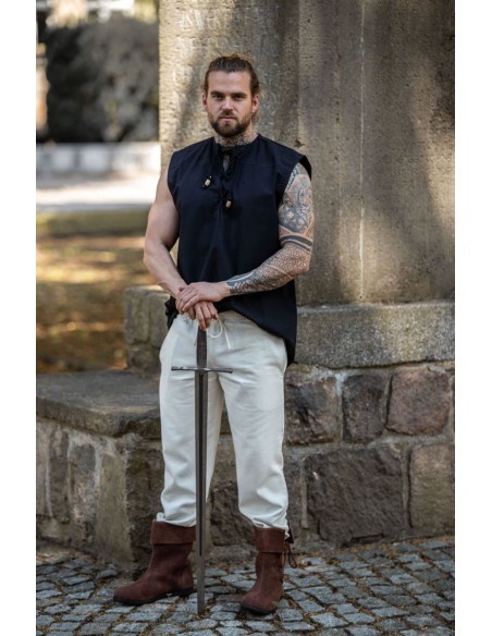 Sleeveless black medieval shirt, Jean...