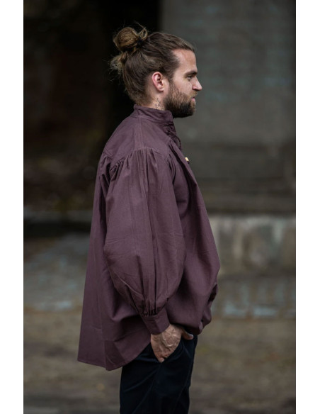 Wide medieval shirt with ties, brown...