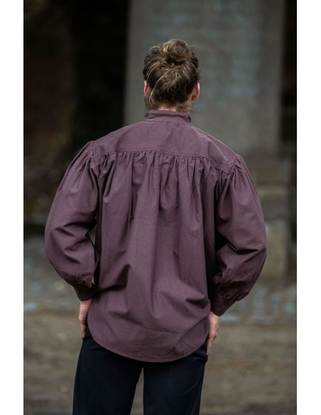 Wide medieval shirt with ties, brown...