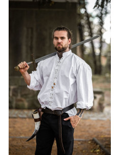 Medieval shirt with ties model Dagwin, white