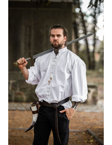 Medieval shirt with ties model Dagwin, white ⚔️ Medieval Shop