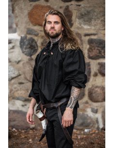 Medieval shirt with ties model Georg, black color