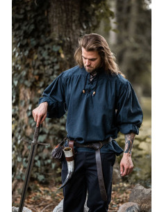 Medieval shirt with ties model Georg, blue color 2