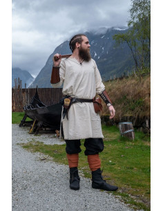 Viking tunic with Erwin embroidery, natural white