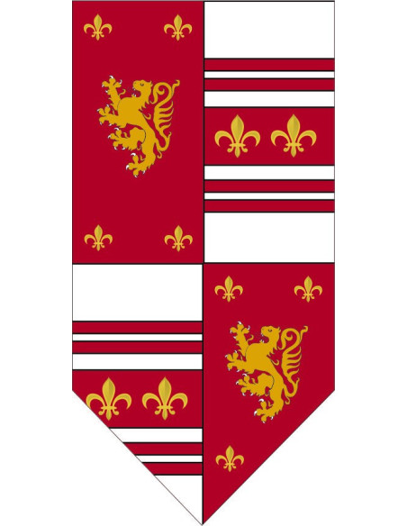 Medieval banner quartered with lion...