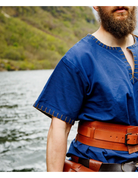 Viking tunic short sleeve Theobald, blue