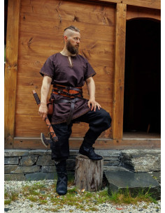Viking tunic short sleeve Harbard, dark brown