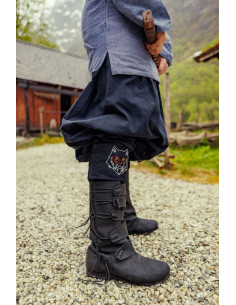 Viking coiled woolen leg warmers Fenrir, black color