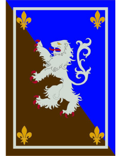 Blue-brown Medieval banner with rampant lion