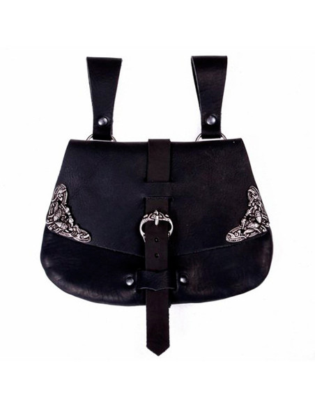 Irish Medieval leather bag (20 x 20 cm.)