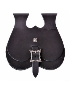 Medieval bag XV-XVI centuries in leather (22 x 22 cm.) 2