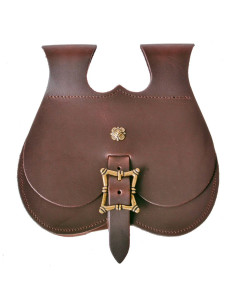 Medieval bag XV-XVI centuries in leather (22 x 22 cm.)