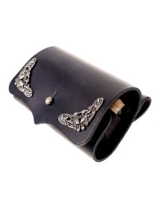 Leather bag of 3 potions with button closure (16.5 x 11 cm.) 2