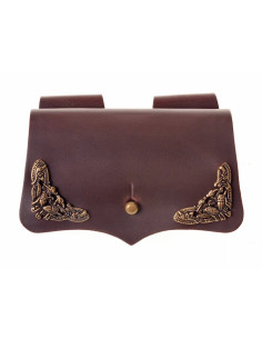 Leather bag of 5 potions with button closure (16.5 x 11 cm.) 2