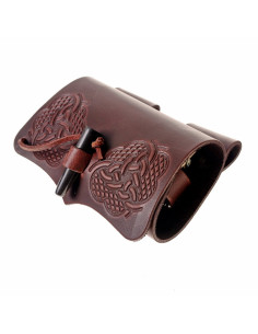 Leather bag with 3 potions with horn closure (16.5 x 11 cm.) 2