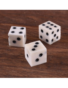 Set of 3 bone dice, polished and painted by hand