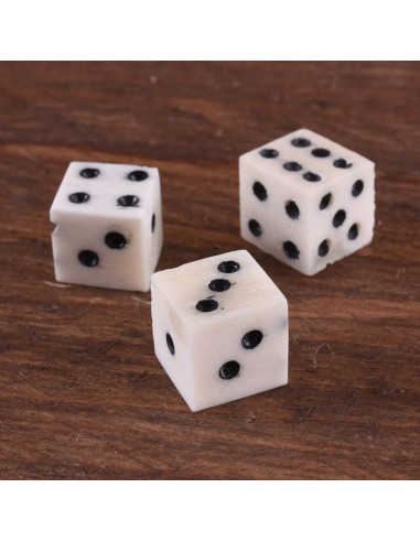 Set of 3 bone dice, polished and painted by hand