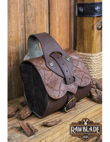 Deluxe Brown Udelric Medieval Bag. Belt and buckle closure