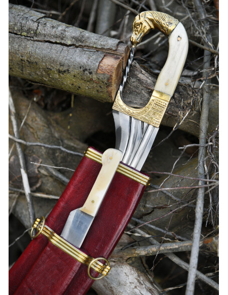 Falcata, Kopis with knife, horse head...