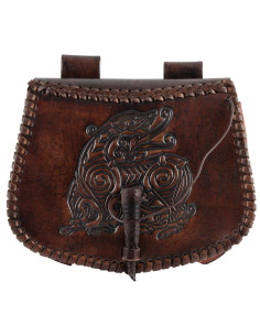 Dragon bag in brown leather to be worn on the belt