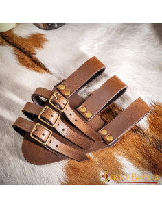 Baldric for rapier swords in leather with 3 buckles 2