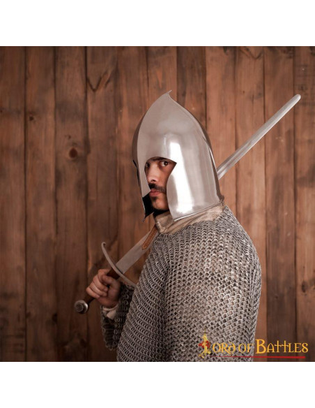 Medieval Warrior barbute with leather...