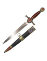 Templar medieval dagger, red cross pommel