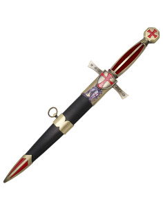 Templar medieval dagger, red cross pommel 2