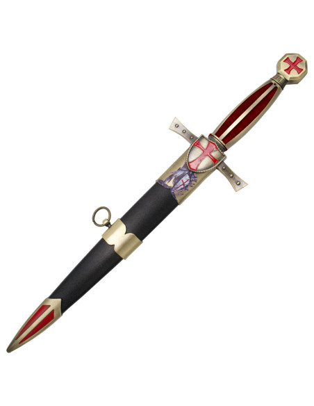 Templar medieval dagger, red cross...