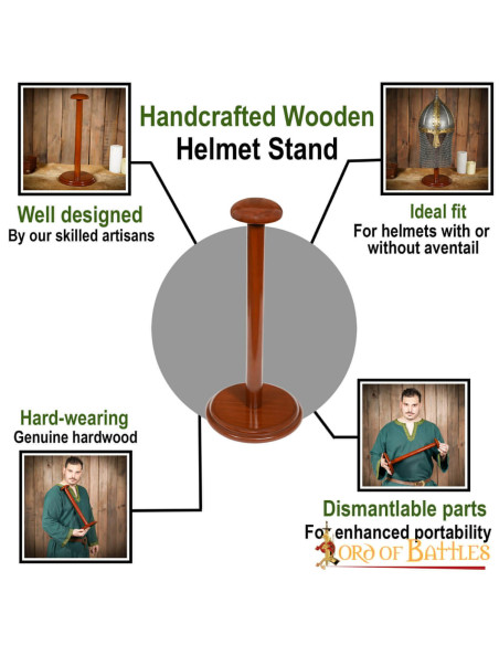 Wooden stand for helmets, height 45.7...