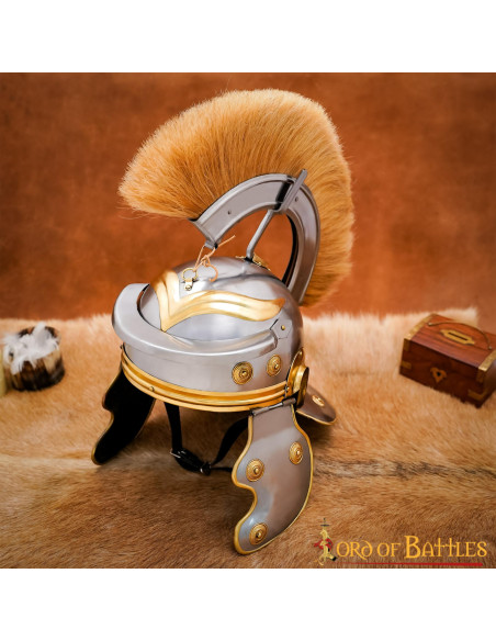Roman centurion helmet with brown plume