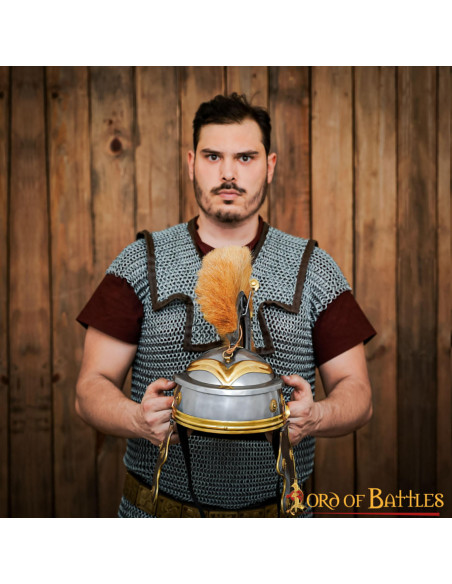 Roman centurion helmet with brown plume
