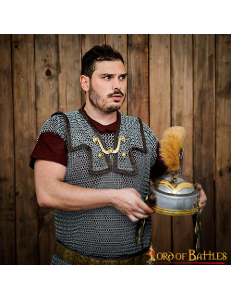 Roman centurion helmet with brown plume