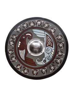 Viking Shield painted with Raven and Triquettes, 61 cm....