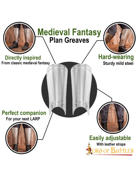 Smooth metallic greaves Fantasy LARP