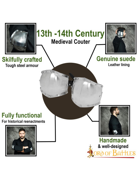 Medieval mild steel elbow guard, S....