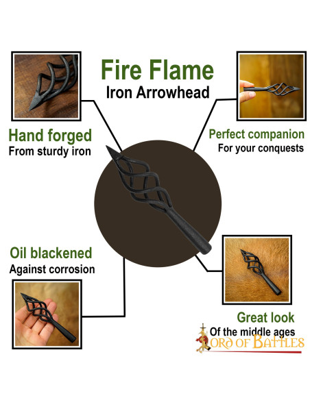Functional medieval arrowhead, fire...