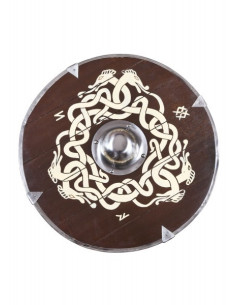 Hand-painted Anglo-Saxon shield with snake and runes, 61...