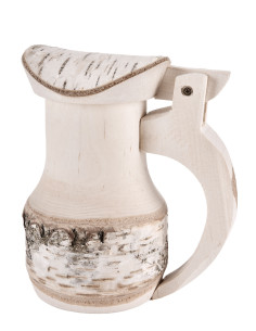 Medieval beer mug in natural wood (17x14 cm.)