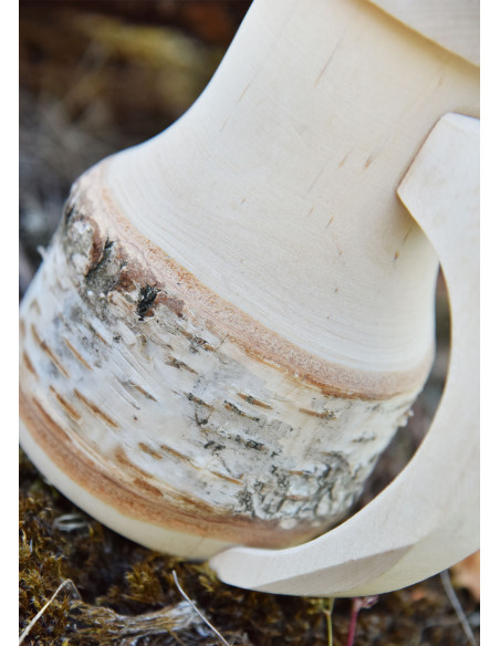 Medieval beer mug in natural wood...