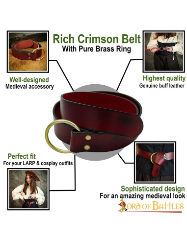 Handmade Fantasy leather belt, ring buckle ⚔️ Medieval Shop