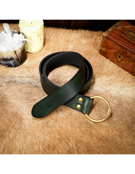 Fantasia handmade green leather belt,...