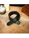 Fantasia handmade green leather belt, ring buckle