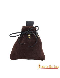 Medieval fanny pack with cord closure, genuine suede leather 2