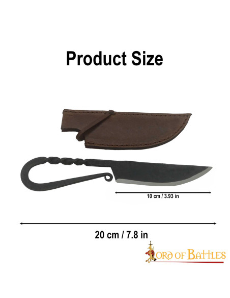 Viking wrought iron knife with sheath