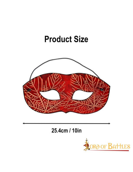 Red leather mask with embossed maple...