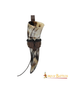 Tahalí for horns in lined leather, brown (400 ml.)