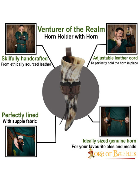 Tahalí for horns in lined leather,...